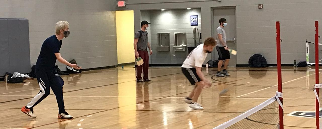 Pickle ball being played